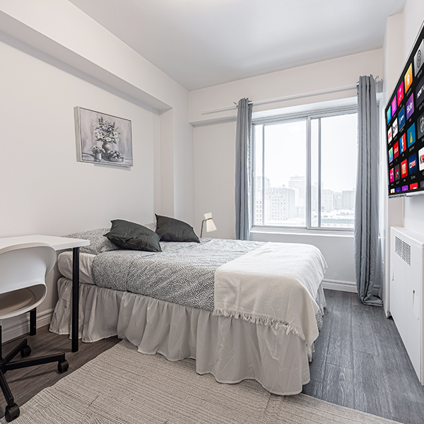 Modern bedroom with workspace